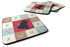 Caroline's Treasures CK5412FC Norfolk Black Turkey Love Foam Coaster Set of 4, Red Set of 4 Cup Coasters for Indoor Outdoor, Tabletop Protection, , Mouse pad Material