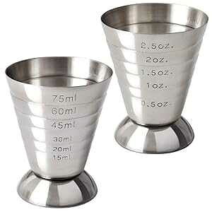 Cozihom XeXX`[vʃJbvA2.5IXA75 mlA傳5AJNeWK[A2pbN Cozihom Stainless Steel Measuring Cup, 2.5 oz, 75 ml, 5 Tbsp, Cocktail Jiggers, Pack of 2