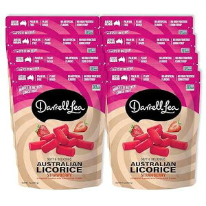 Darrell Lea Soft Australian Licorice, Non-GMO, No Palm Oil, Plant Based, No High Fructose Corn Syrup, Soft & Chewy Licorice Candy, Made in Australia (Strawberry, 7 Ounce (Pack of 8))