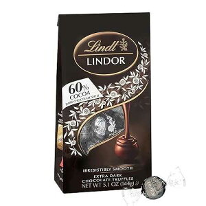 Lindt LINDOR 60% Extra Dark Chocolate Truffles, Dark Chocolate Candy with Smooth, Melting Truffle Center, Great for Gift Giving, 5.1 oz. Bag (6 Pack)