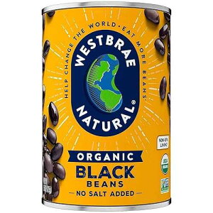 WESTBRAE 15 oz Natural Organic Black Beans, No Salt Added, Source of Plant Based Protein and Fiber, Low Fat, Gluten Free, (Pack of 12) Westbrae Natural WESTBRAE 15 oz Natural Organic Black Beans, No Salt Added,