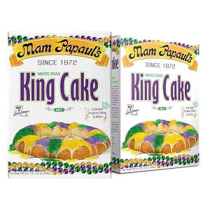 Mam Papaul's �}���f�B�O�� �L���O �P�[�L �~�b�N�X �L�b�g 28.5 �I���X - 2 �p�b�N Mam Papaul's Mardi Gras King Cake Mix Kit 28.5 oz - 2 Pack