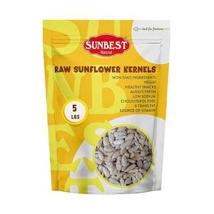 Sunbest Natural Raw Sunflower Seeds, 5 lbs ? Unsalted & No Shell ? Bulk Sunflower Seed Kernels to Eat ? For Snacking, Baking & Topping ? Road Trip, After School Snack for Kids & Adults ? Kosher (80 oz)