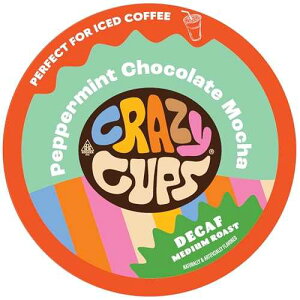 Crazy Cups Decaf Flavored Coffee Pods, Peppermint Chocolate Mocha, Decaffeinated Coffee for Keurig K Cups Machines, Hot or Iced Coffee, Decaf Coffee in Recyclable Pods, 22 Count (Pack of 1)
