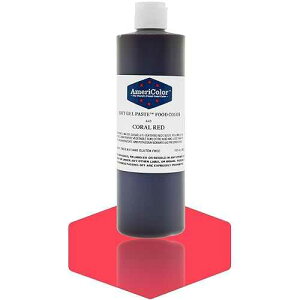 AmeriColor �H�i���F���A�R�[�������b�h�\�t�g�W�F���y�[�X�g 13.5 �I���X�{�g�� AmeriColor Food Coloring, Coral Red Soft Gel Paste 13.5 Ounce Bottle