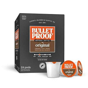 Bulletproof Original Medium-Roast Single-Serve Coffee Pods, 24 Count, 100% Arabica Beans, Clean Coffee Tested for Toxins, Pack May Vary