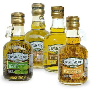 Grand'aroma Mantova Grand�fAroma Flavored Extra Virgin Olive Oils, Variety Gift Set, made in Italy, cold-pressed, 100% natural, heart-healthy, for grilling, barbequing, smoking, and cooking, 8.5 oz (Pack of 4)