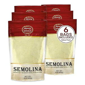 Spicy World Semolina Flour 2 LB (Pack of 6) - Bulk Semolina For Pasta - Fine, Durum Wheat Flour For Bread, Pasta, Pizza, and More! Total 12 LBS