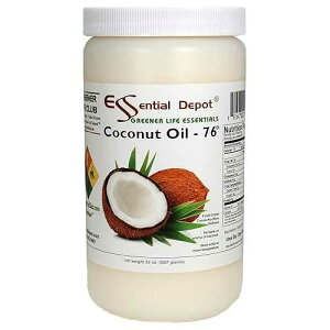 Essential Depot Coconut Oil - 76F - 32 oz in a 1-quart container - No Scent/Odor - also called Coconut Butter - Food Grade - safety sealed HDPE container with resealable lid - microwave-safe (remove foil seal), fr