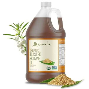 Kevala Organic Toasted Sesame Oil - Oil with Medium Smoke Point Suitable for Light Roasting and Stir-frying, Kitchen Pantry Essential Great for Asian-Style Recipes and Making Sauces, 128 fl oz, 1 gal