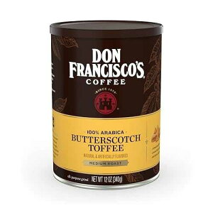 Don Francisco's Butterscotch Toffee Ground Flavored Coffee: Rich 100% Arabica Beans with Sweet Buttery Aroma - Family-Crafted for Delightful Mornings (12 oz Can)