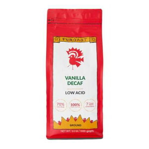 Puroast Coffee Puroast Low Acid Coffee Flavored Decaf | Decaf Vanilla Ground | Medium Roast | High Antioxidants & High pH |No Bitter Aftertaste | Reduced Heartburn & GERD | Suitable for Cold Brew - 2.2 LB