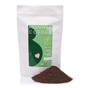 Mommee Coffee Quarter Caf Ground Low Acid Coffee - 100% Arabica Organic Coffee Beans with Smooth Caramel Flavor - Medium Grind for Drip, Reusable One Cup Filters - 11 oz