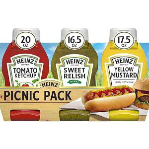Heinz Tomato Ketchup, Sweet Relish & 100% Natural Yellow Mustard Picnic Variety Pack (12 ct Pack, 4 Packs of 3 Bottles