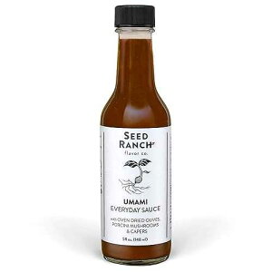 Seed Ranch Flavor Co. Seed Ranch Umami Everyday Hot Sauce, 5 Fl. oz. - Mild Heat Flavor - Oven Dried Olives, Porcini Mushrooms & Capers - Vegan, Non-GMO, Gluten-Free - Marinade, Vegetables, Soup & Rice