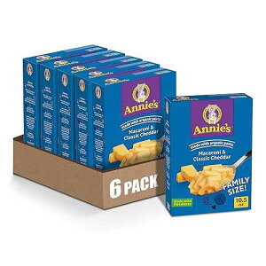 Annie's Homegrown Annie's Macaroni and Classic Cheddar, Made with Organic Pasta and Real Cheese, Family Size, 10.5 oz (Pack of 6)