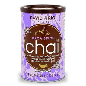 David Rio Orca Spice Reduced Calorie Chai Tea Latte Mix, 11.9 Oz, Black Tea, Organic Spices, Sugar Free, Dairy Free, Serve Hot or Cold, Just Add Water or Milk, 18 Servings