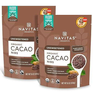 Navitas Organics Raw Cacao Nibs 16oz. bag, 15 servings Organic, Non-GMO, Fair Trade, Gluten-Free (Pack of 2)
