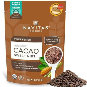 Navitas Organics Cacao Nibs Bag, 28 Servings - Organic, Non-GMO, Fair Trade, Gluten-Free, Sweetened, 4 Ounce (Pack of 1)