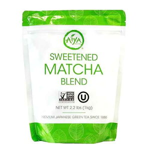 AIYA SINCE 1888 Aiya Sweetened Matcha Blend Powder - Matcha Latte Powder With Antioxidant-Rich Japanese Green Tea & Pure Cane Sugar - Ideal for Smoothies, Lattes, and Culinary Creations - 1kg Bag (2.2 lbs)