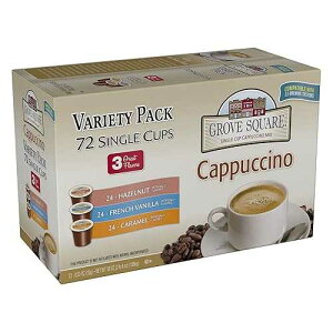 Grove Square �J�v�`�[�m �|�b�h�A�o���G�e�B�A�V���O���T�[�u (72 �p�b�N) Grove Square Cappuccino Pods, Variety, Single Serve (Pack of 72)