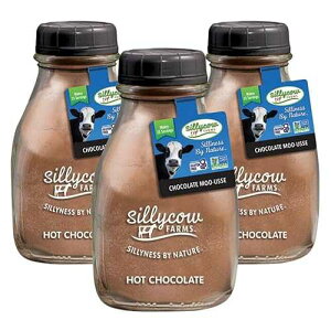 Silly Cow Farms Sillycow Farms Hot Chocolate Moo-usse Mix | Rich Hot Cocoa Delight | Gluten-Free, Non-GMO, Dairy-Free |Indulgence with Pure Cocoa and Vanilla Flavor | 16.9 Oz Reusable Glass Bottle - Pack of 3