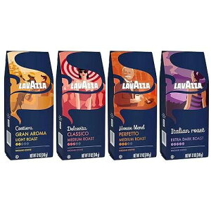 Lavazza Dolcevita Classico, Costiera Gran Aroma, Italian Roast & House Blend Perfetto Ground Coffee (Pack of 4)