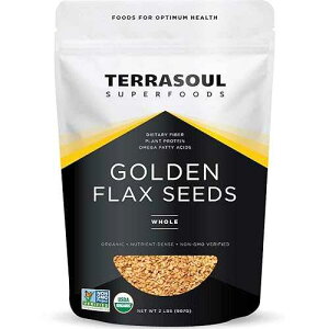 Terrasoul Superfoods Organic Golden Flax Seeds, 2 Lbs - Fiber / Protein / Omega Fats