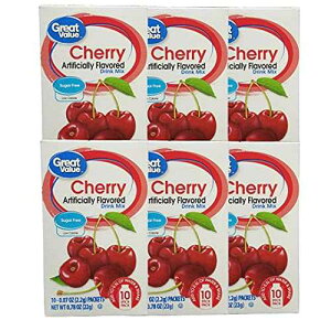 ���������ȃV���K�[�t���[�A��J�����[�̃`�F���[�h�����N�~�b�N�X (6�{�p�b�N) Great Value Sugar Free, Low Calorie Cherry Drink Mix (Pack of 6)