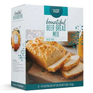 Tastefully Simple Bountiful Beer Bread Mix, Incredibly Easy to Make Artisan Bread Loaves, Just Add Beer or Soda, No Bread Machine Needed, Nothing Artificial, 19 Ounces (Pack of 3)