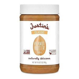 Justin's Classic Peanut Butter, Only Two Ingredients, No Stir, Gluten-free, Non-GMO, Keto-Friendly, Responsibly Sourced, 16oz Jar