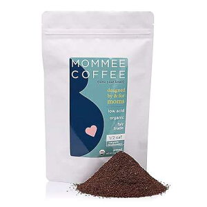 Mommee Coffee Half Caf Ground Low Acid Coffee - 100% Arabica Organic Coffee Beans with Smooth Caramel Flavor - Medium Grind for Drip, Reusable One Cup Filters - 11 oz
