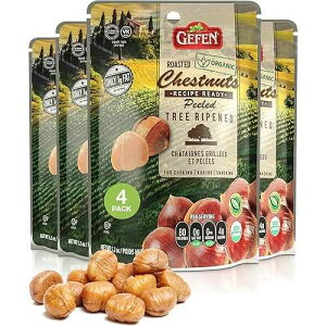 Gefen Organic Whole Peeled and Roasted Chestnuts, 5.2oz (4 Pack) Chestnuts Peeled and Ready to Eat Great for Cooking & Baking Gluten Free Kosher