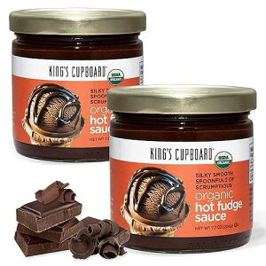 King's Cupboard Organic Hot Fudge Sauce - The Perfect Hot Chocolate Sauce for Topping Ice Cream & Desserts, Coffee Drizzle, Baking, Fondue, Gluten-Free, Kosher, All Natural, 7.2 oz - Pack of 2