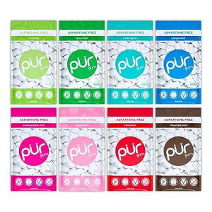 PUR Gum | Aspartame Free Chewing Gum | 100% Xylitol | Natural Flavored Gum, Variety Pack, 55 Pieces (Pack of 8)