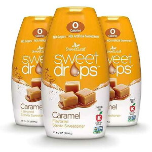 SweetLeaf Sweet Drops - Flavored Stevia Liquid Sweetener, Stevia Extract, Zero Calories, Gluten Free, Keto Friendly, Non GMO, Natural Flavors, Sugar Alternative - Caramel, 1.7 Fl Oz (Pack of 3)