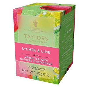 Taylors of Harrogate Lychee & Lime, Green Tea, Individually Wrapped Bags, 20 Count (Pack of 6), Uplifting, Zesty & Lively, Caffeinated, Enjoy Hot or Iced, 120 Teabags Total
