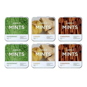 Simply Gum SIMPLY MINTS Natural Breath Mint Sampler, 6 Pack (180 Pieces), Made with Peppermint, Ginger, and Cinnamon Oils, Aspartame-Free, Sorbitol-Free, Xylitol-Free, Vegan, Kosher, Non-GMO