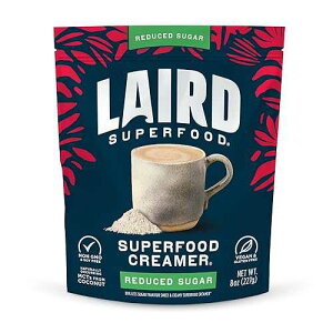 Laird Superfood Non-Dairy Reduced Sugar Superfood Coconut Powder Coffee Creamer, Keto, No Sugar Added, Gluten Free, Non-GMO, Vegan, 8 oz. Bag, Pack of 1
