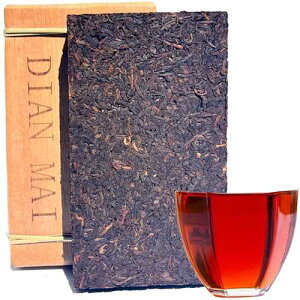 DIAN MAI HAO Yunnan Pu'er Tea Brick - Fermented Black Tea Since 2009, Organic Pu-erh 500g Package With Bamboo Leaves, Traditional Method