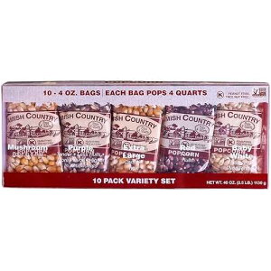 Amish Country Popcorn 4 Ounce Variety Kernel Gift Set (10 Pack Assorted) Old Fashioned, Non-GMO and Gluten Free (4oz Each, 10ct Total)