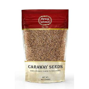 Spicy World Caraway Seeds 4 oz (117g) Premium Whole Caraway Seeds for Rye Bread, Sauerkraut & Cooking Aromatic Gourmet Spice