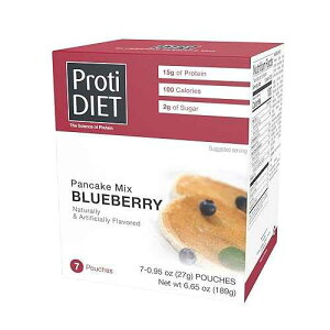 ProtiDIET Blueberry Protein Pancakes - Low Sugar, Low Fat, High Protein Snacks for Adults - Nutritious Meal Replacement - Perfect On-the-Go Protein Pancake Mix - 7 Blueberry Pancakes Per Box