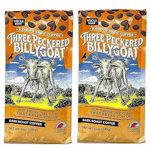 Raven's Brew Coffee High Caffeine Coffee Dark Roast Whole Bean - Three Peckered Billy Goat 2-pack of 12oz Raven's Brew Coffee High Caffeine Coffee Dark Roast Whole Bean Three Peckered Billy Goat 2-pack of 12oz