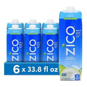 Zico 100% Coconut Water Drink, 1 Liter Carton - 6 Pack, Natural Flavored - No Sugar Added, Gluten-Free - Supports Hydration with Five Naturally Occurring Electrolytes - Not From Concentrate