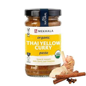 Mekhala Organic Thai Yellow Curry Paste. VEGAN. GLUTEN-FREE. NO ADDED SUGAR. Versatile. Mild Heat (3.53oz)