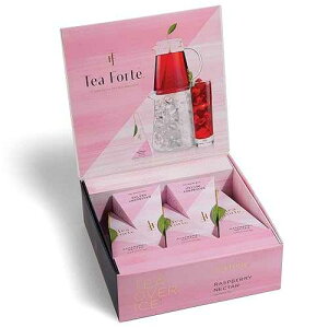 Tea Forte Tea Over Ice Raspberry Nectar Premium Organic Caffeine-Free Herbal Iced Tea Blend, 5 Count Individually Wrapped Handcrafted Pyramid Infuser Tea Bags, Each Steeps 24 oz.