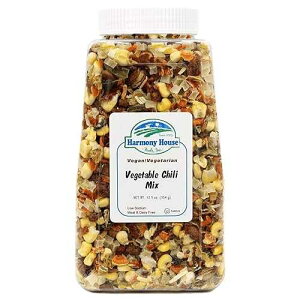 Harmony House Plain Vegetable Chili Mix Gluten Free, Low Sodium, For Cooking, Camping, Emergency Supply & More (12.5 oz. Jar)