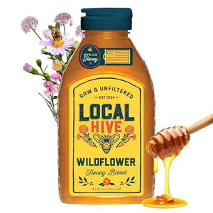 Local Hive Honey Local Hive Wildflower Raw & Unfiltered ? 16 oz | 100% Pure U.S. Honey | Natural Sweetener Sourced from American Bees & Beekeepers | Premium Wildflower Blend | Ideal for Tea, Baking & Cooking