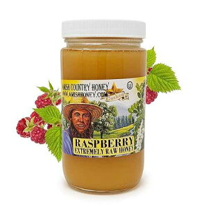 Goshen Amish Country Extremely Raw Raspberry Blossom Honey - Unfiltered, Unprocessed, Pure, Natural - Harvested in the USA - Rich Flavor for Tea, Cooking, Wellbeing - Kosher Certified - 16oz Glass Jar Goshen Honey Go